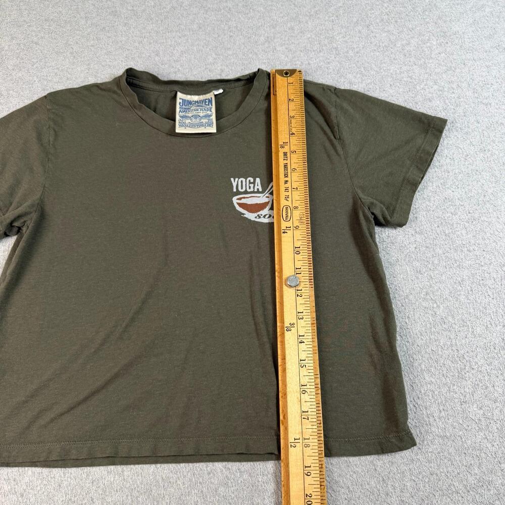 Jungmaven Shirt Women Small Green Yoga Soup Graphic Tee Hemp Organic Cotton Boxy - Picture 5 of 7